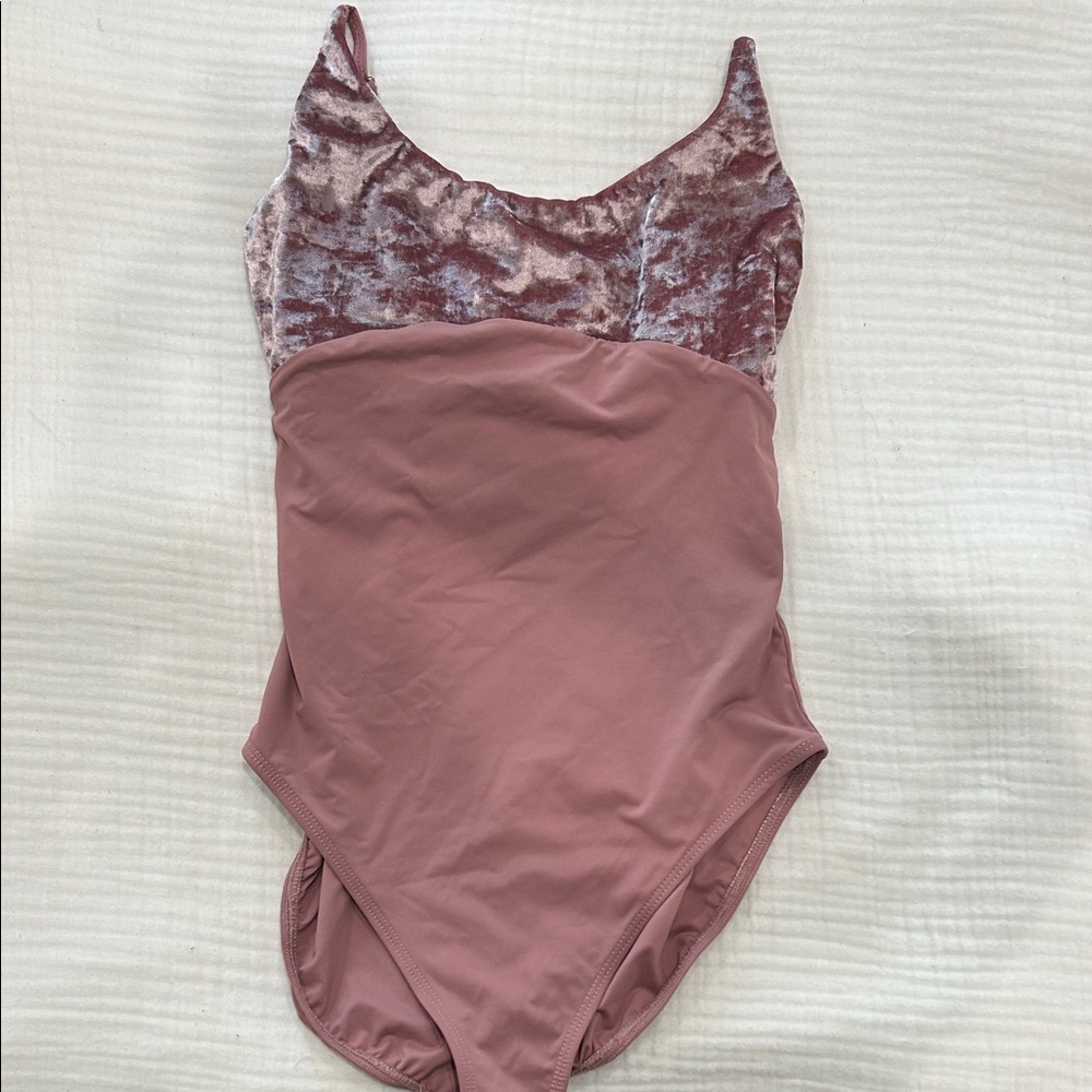 Five the Label Teen Velvet-Accented Dusty Rose Dance Leotard